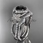 Platinum diamond floral engagement set with a Black Diamond center stone ADLR127S