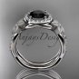 Platinum  diamond floral engagement set with a Black Diamond center stone ADLR127S