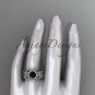 Platinum  diamond floral engagement set with a Black Diamond center stone ADLR127S