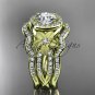14kt yellow gold diamond floral wedding ring, engagement ring with a double matching band ADLR127S