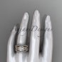 14kt rose gold diamond floral wedding ring, engagement ring with a double matching band ADLR127S