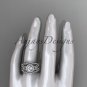 14kt white gold diamond engagement ring. Moissanite double matching band ADLR127S