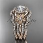 14kt rose gold diamond engagement ring. Moissanite double matching band ADLR127S