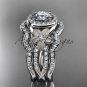Platinum diamond engagement ring. Moissanite double matching band ADLR127S
