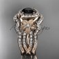 14kt rose gold diamond engagement ring with a Black Diamond,double matching band ADLR127S