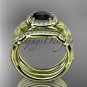 14kt yelloe gold diamond engagement ring with a Black Diamond,double matching band ADLR127S