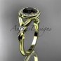 14kt yellow gold diamond floral engagement ring with a Black Diamond center stone ADLR129