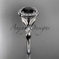 Platinum  diamond floral engagement ring with a Black Diamond center stone ADLR129
