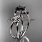 Platinum diamond floral engagement ring with a Black Diamond center stone ADLR130