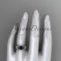Platinum diamond floral engagement ring with a Black Diamond center stone ADLR130