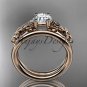 14kt rose gold celtic trinity knot engagement set with a Moissanite center stone CT7169S