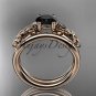 14kt rose gold celtic trinity knot engagement set with a Black Diamond center stone CT7169S
