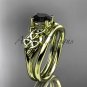 14kt yellow gold celtic trinity knot engagement set with a Black Diamond center stone CT7169S