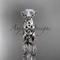 14kt white gold celtic trinity knot engagement ring with a Moissanite center stone CT766