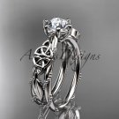 Platinum celtic trinity knot engagement ring with a Moissanite center stone CT766