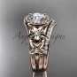 14kt rose gold diamond floral wedding ring, engagement set ADLR131S