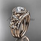 14kt rose gold diamond floral engagement set with a "Forever One" Moissanite center stone ADLR131S