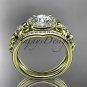 14kt yellow gold diamond floral engagement set with a "Forever One" Moissanite center stone ADLR131S