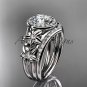 Platinum diamond floral engagement set with a "Forever One" Moissanite center stone ADLR131S