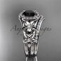 14kt white gold diamond floral engagement set with a Black Diamond center stone ADLR131S