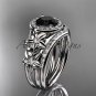 Platinum  diamond floral engagement set with a Black Diamond center stone ADLR131S