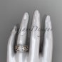 14kt rose gold diamond floral wedding ring, engagement ring with double matching band ADLR131S