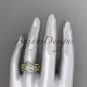 14kt yellow gold diamond floral wedding ring, engagement ring with double matching band ADLR131S
