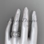 Platinum diamond floral wedding ring, engagement ring with double matching band ADLR131S
