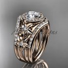 14kt rose gold diamond engagement ring with a Moissanite center stone  ADLR131S