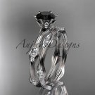 14kt white gold diamond engagement ring, engagement set with a Black Diamond center stone ADLR132S