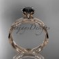 14kt rose gold diamond engagement ring, engagement set with a Black Diamond center stone ADLR132S