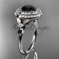 Platinum diamond floral engagement ring with a Black Diamond center stone ADLR133