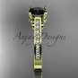 14kt yellow gold diamond unique engagement ring with a Black Diamond center stone ADER134
