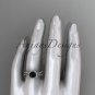 Platinum  diamond floral engagement ring with a Black Diamond center stone ADLR140