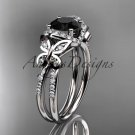 14kt white gold diamond engagement ring with a Black Diamond center stone ADLR141