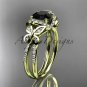 14kt yellow gold diamond engagement ring with a Black Diamond center stone ADLR141