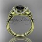 14kt yellow gold diamond engagement ring with a Black Diamond center stone ADLR141