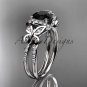Platinum  diamond engagement ring with a Black Diamond center stone ADLR141