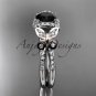 Platinum  diamond engagement ring with a Black Diamond center stone ADLR141