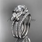 14kt white gold diamond butterfly wedding ring, engagement set ADLR141S