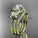 14kt yellow gold diamond butterfly wedding ring, engagement set ADLR141S