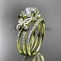 14kt yellow gold diamond butterfly wedding ring, engagement set ADLR141S