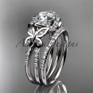 Platinum  diamond butterfly wedding ring, engagement set ADLR141S