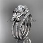 Platinum  diamond butterfly wedding ring, engagement set ADLR141S