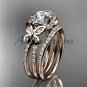 14kt rose gold diamond engagement set with a "Forever One" Moissanite center stone ADLR141S