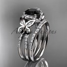 14kt white gold diamond butterfly engagement set with a Black Diamond center stone ADLR141S