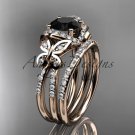 14kt rose gold diamond butterfly engagement set with a Black Diamond center stone ADLR141S