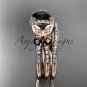 14kt rose gold diamond butterfly engagement set with a Black Diamond center stone ADLR141S