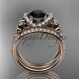 14kt rose gold diamond butterfly engagement set with a Black Diamond center stone ADLR141S