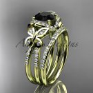 14kt yellow gold diamond butterfly engagement set with a Black Diamond center stone ADLR141S